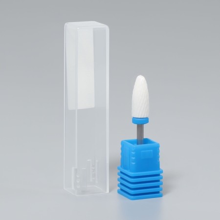 Ceramic milling cutter for “corn manicure”, average cut, 6 × 15 mm, in a plastic case, white color-4