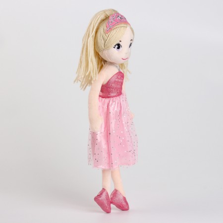 Soft toy "Doll" in a pink dress, 35 cm-1
