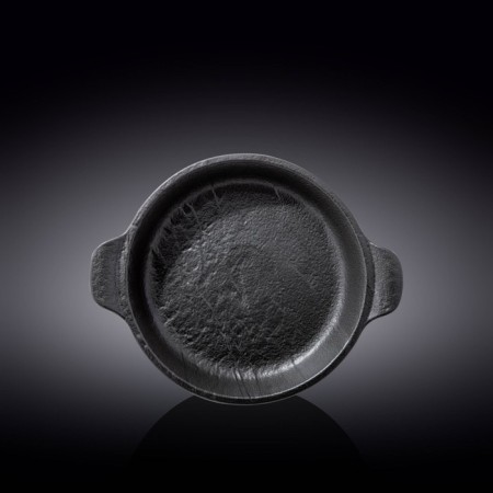 Round -round Wilmax England Slate Stone, with handles, 28x22.5 cm, 800 ml, color black slate