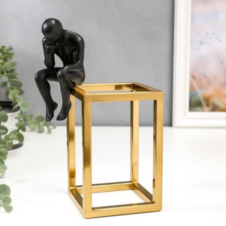 Souvenir Polystone, Metal "Thinker" black with gold 22.5x10x13.5 cm-1