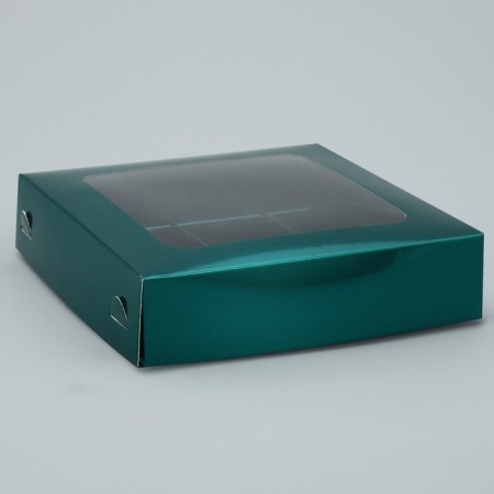 Box for sweets, confectionery packaging, 9 cells, “Emerald”, 14.7 x 14.7 x 3.5 cm-4