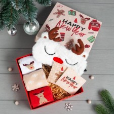 New Year's gift set KAFTAN HAPPY YEAR, socks RR 36-39 (23-25 ​​cm), mask