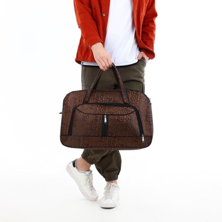 Road bag with lightning, external pocket, long belt, brown color-5