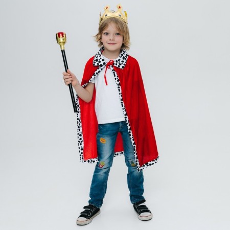 Carnival set “Important King”: cloak, Velcro crown, rod-3
