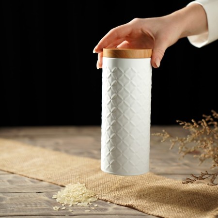 Bank for bulk products "Romb", 790 ml, 19 × 7.5 × 7.5 cm, white color-6