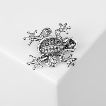 Brooch "Frog", red-green color in black silver-1