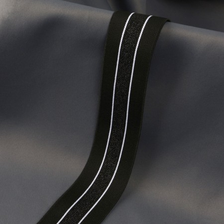 Glass woven soft 40mm*5 ± 1 -yard strip with lurex silver/black/white au