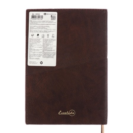 Dated 2025 diary, Escalada, A5+ 176 sheets, integral cover, artificial leather, foil embroidery, liesse, block 80 g/m2, brown-15