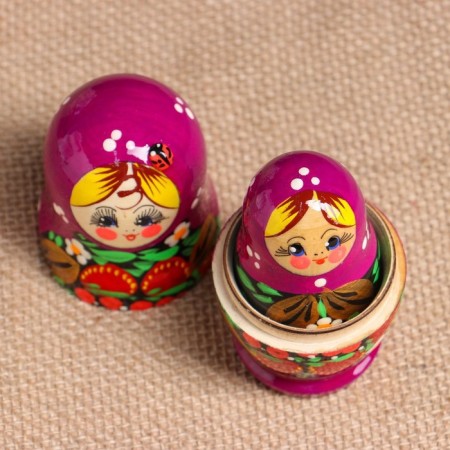 Matryoshka "God's cow", purple scarf, 5 puppet, 9-11 cm-7