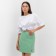 Women's skirt with a cut Mist p. 46, green/white