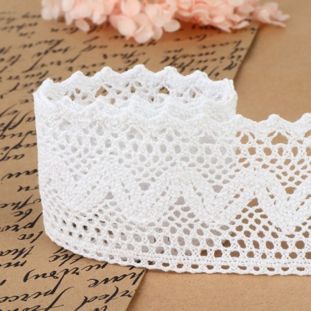 Knitted lace, 65 mm × 10 ± 1 m, white color-2