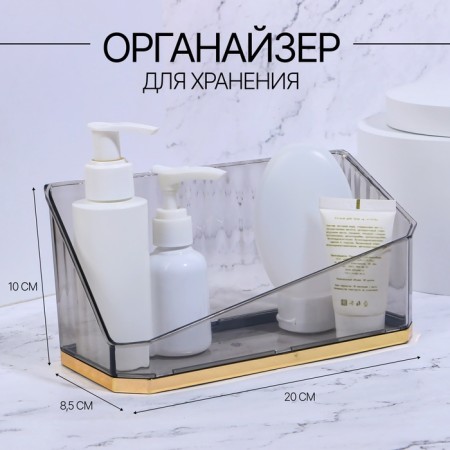 Organizer for storage "Calm", 1 section, 20 × 8.5 × 10 cm, translucent/black/golden color