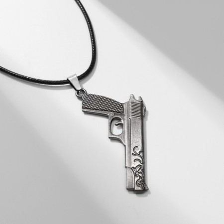 Pendant Pistol's pendant Pattern, color black silver on a black lace, 50 cm-1