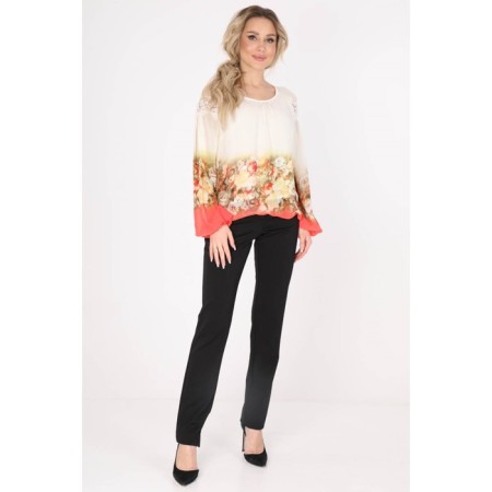 Female blouse, size 42, white color, coral-8