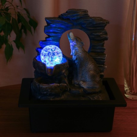 Fountain "Wolf on the rock" 16x20x25 cm (with backlight)-3