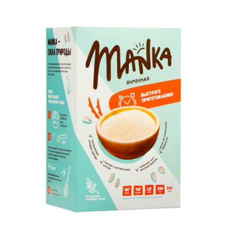 Barley groats "Manka Barley" small grinding, 500 grams