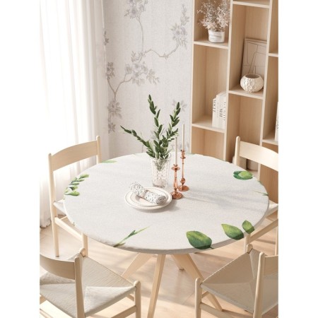 The tablecloth “Plant branches in watercolors”, round, oxford, elastic band, size 140x140 cm, diameter 105-120 cm-2