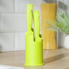 A set of kitchen knives on the stand of the share, 4 pcs: 6 cm, 9 cm, 9 cm, 11 cm, on the stand, the color of mix