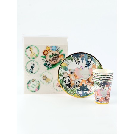 A set of disposable dishes "Beasts", with embossing, a set of 12 pcs.-1