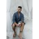 Terry dressing gown, size 46, blue color