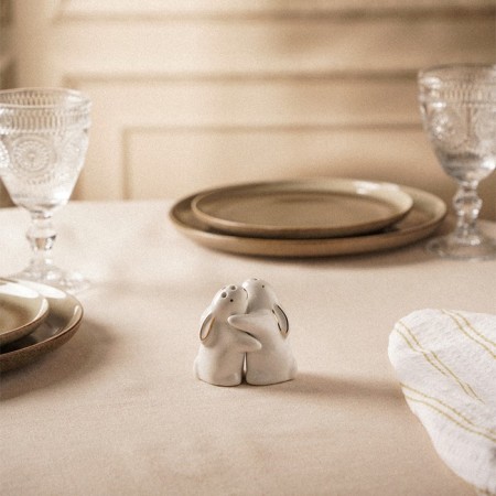 Set for spices ceramic SL Home "Easter rabbits", 2 items: Solonka 230 ml, list of 230 ml, white color-5