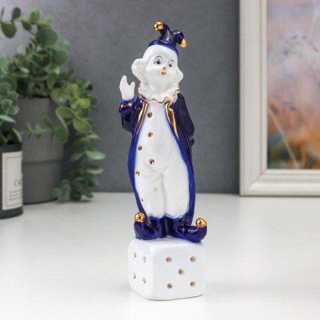 Souvenir Ceramics "Clown on Playing Cube" Cobalt 18x4.4x5 cm