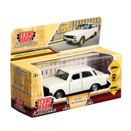 Metal machine "Moskvich - 2140SL", inertia, 12.5 cm, white-6