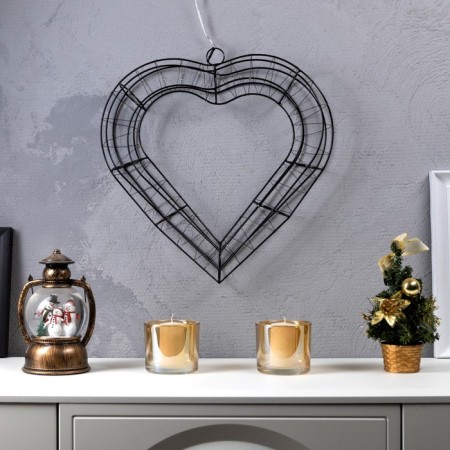 LED figure "Heart" 40.5 × 39.5 cm, metal, batteries AAX2 (not in the kit), glow warm white-1