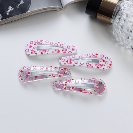 Invisible hair "Gloria", set 4 pcs., Love, 5 cm