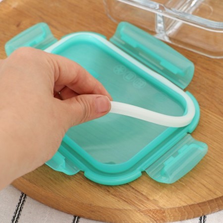 Glass Lockie & Lock Food, with a lid, 600 ml, the color is turquoise-5