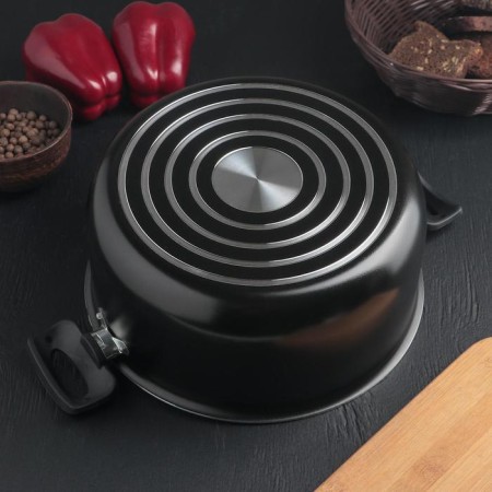 Consul pan, 4.2 l, d = 24 cm, glass cover, black color-3