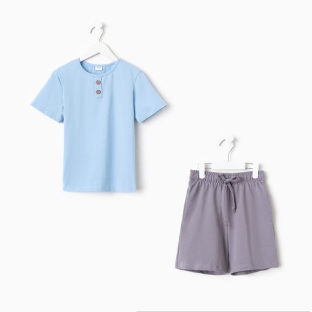 Set for a boy (T-shirt, shorts) minku color-blue/gray, height 122-5