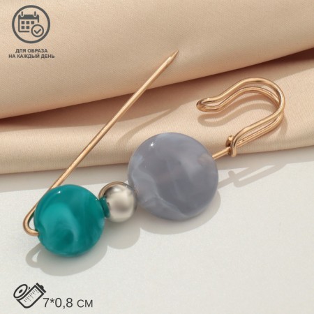 Trio pin, 7 cm, gray-green color in gold-2