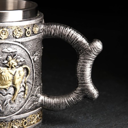 Bull stainless steel mug, 400 ml, silver color-4