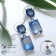 Earrings with rhinestones "Spring" oval square, blue color in silver