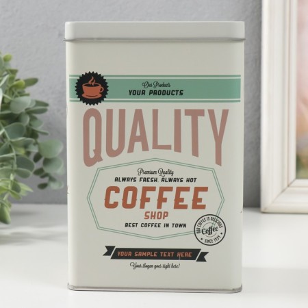 Rectangular Metal Casket "Best Coffee" 7.8x12.2x18.6 cm-1