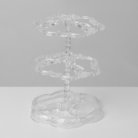 Standing for earrings "Lessons" 14.5 × 14.5 × 17 cm, 2 tiers, transparent color-2