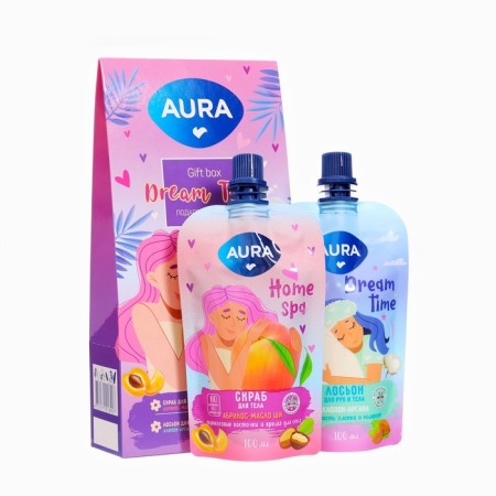AURA gift set: Body scrub, 100ml + hand and body lotion, 100 ml