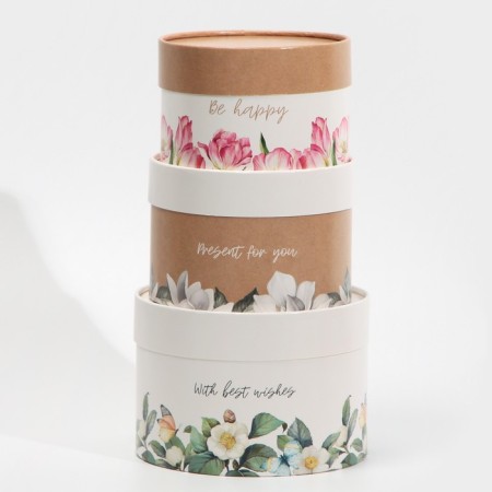 Set of hats 3 in 1, gift packaging, “flower”, 16 x 10, 14 x 9, 13 x 8.5 cm-1