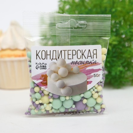 Sprinking confectionery in color glaze: yellow, emerald, lilac, 50 g-1