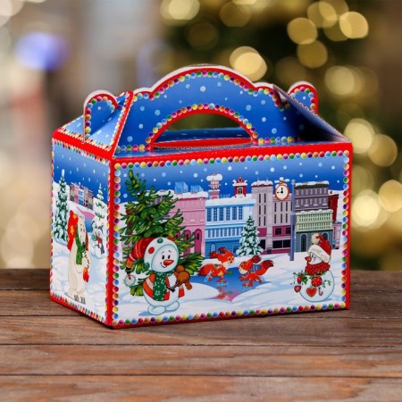 Gift box "Snowmen in the city" 20 x 12 x 19 cm-1