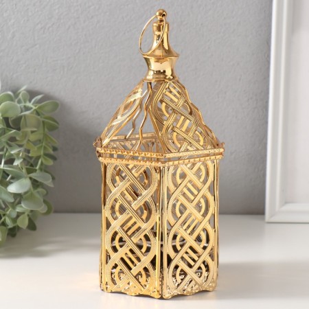 Summary Metal for 3 candles "interweaving" gold d = 3.5 cm 12x12x23 cm-2