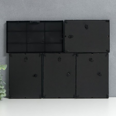 Photo frame in 4 photos 10x15 cm+mirror "Reflection" Black set 5 pcs 31x41 cm-4