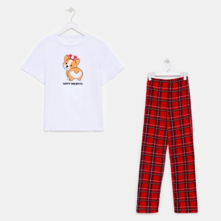 Pajama New Year's Women (T-shirt and Pants) KAFTAN "Corgi", size 48-50-11