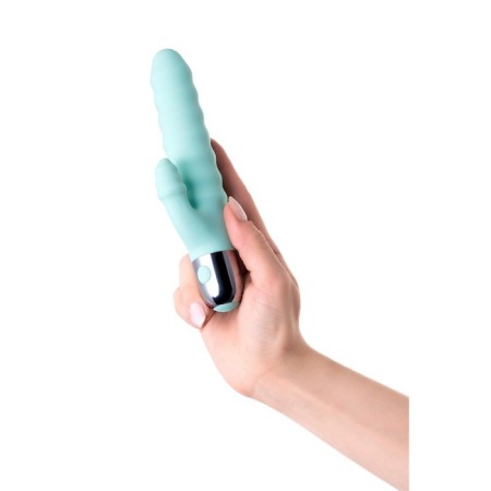 A relief vibrator with clitoral stimulation Flovetta Flax, silicone, mint, 17.5 cm-10