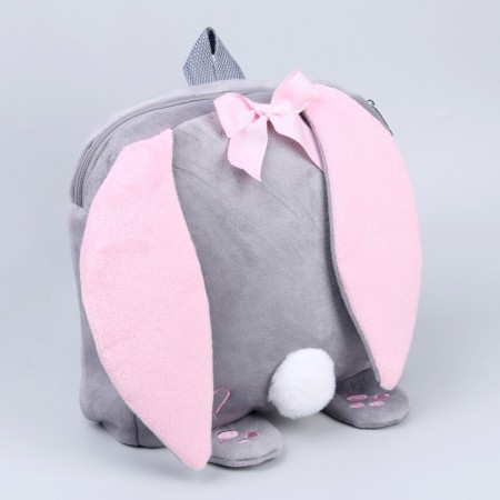 Baby plush backpack for the girl "Bunny with a heart", 28x4x28 cm-1