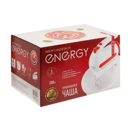 Mixer Energy EN-273, stationary, 200 watts, 1.5 l, 5 speeds, white-red-7