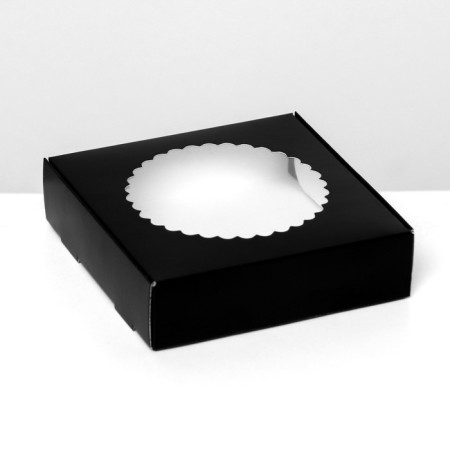 Gift box of the team with a window, 11.5 x 11.5 x 3 cm, black-1