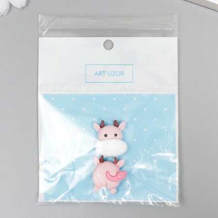Decor for creativity plastic "Pink Cowing" set 2 pcs 1.7 cm-3