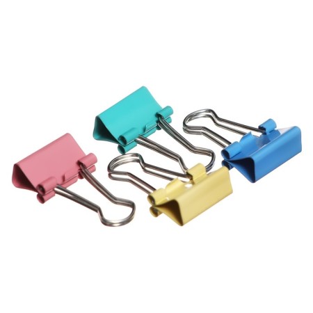 Paper clamps set are 15mm, 12 pieces, 4 colors, in a cardboard box-1